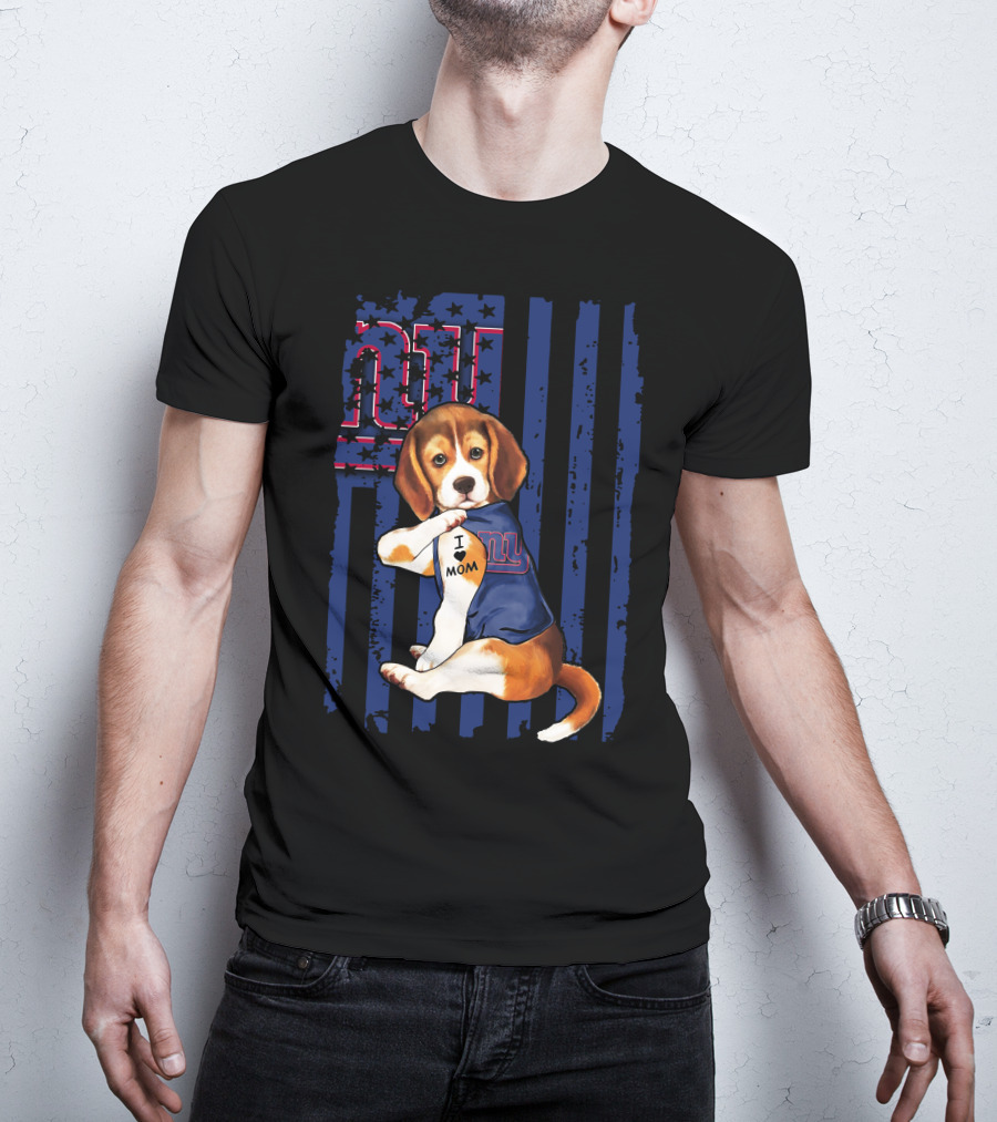 Beagle I Love Mom New York Giants T-Shirt
