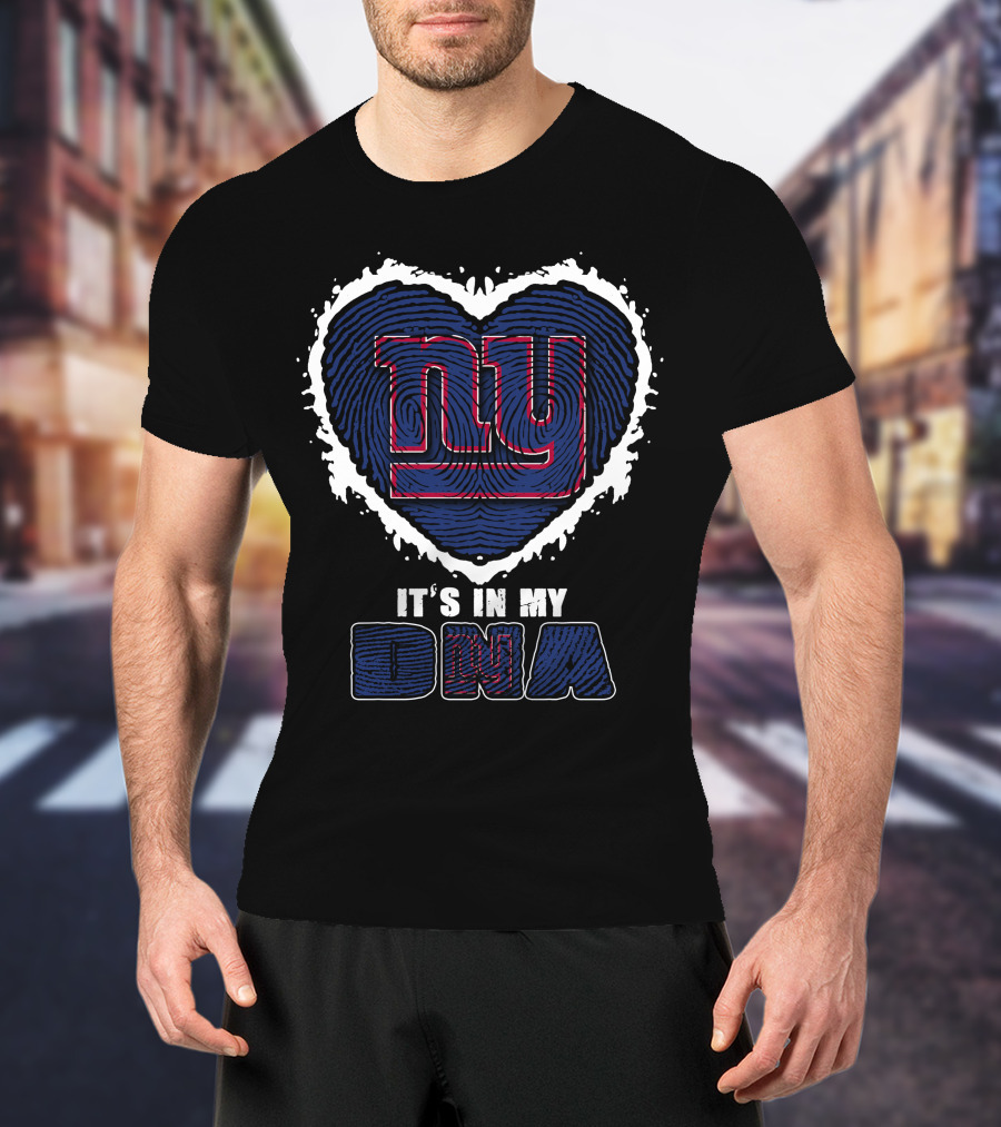 It's In My DNA New York Giants Heart Fingerprint T-Shirt