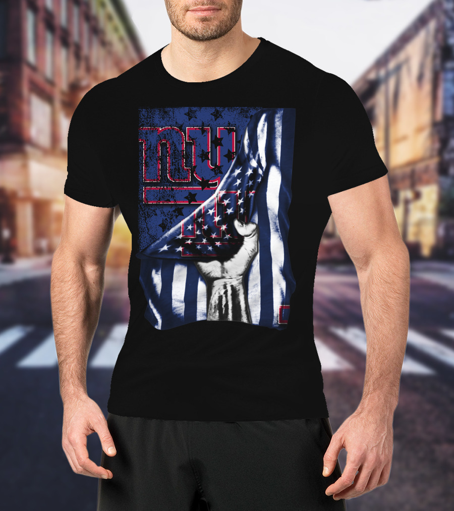NY Giants American Flag Hand T-Shirt