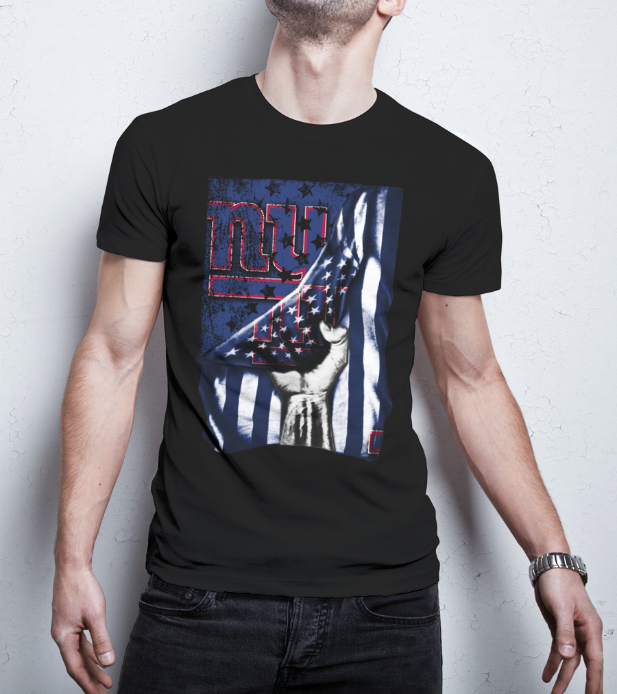NY Giants American Flag Hand T-Shirt