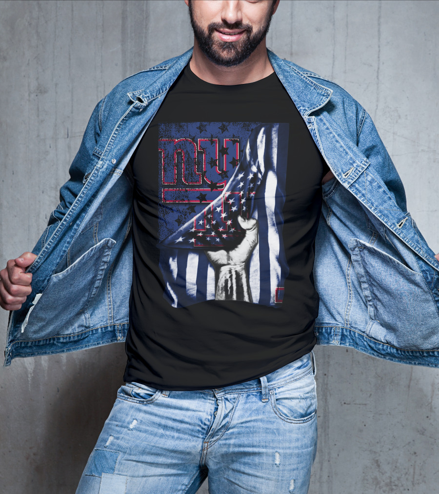 NY Giants American Flag Hand T-Shirt