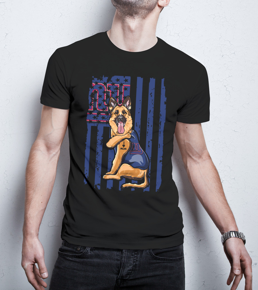 German Shepherd New York Giants Football Fan Tattoo Mom T-Shirt