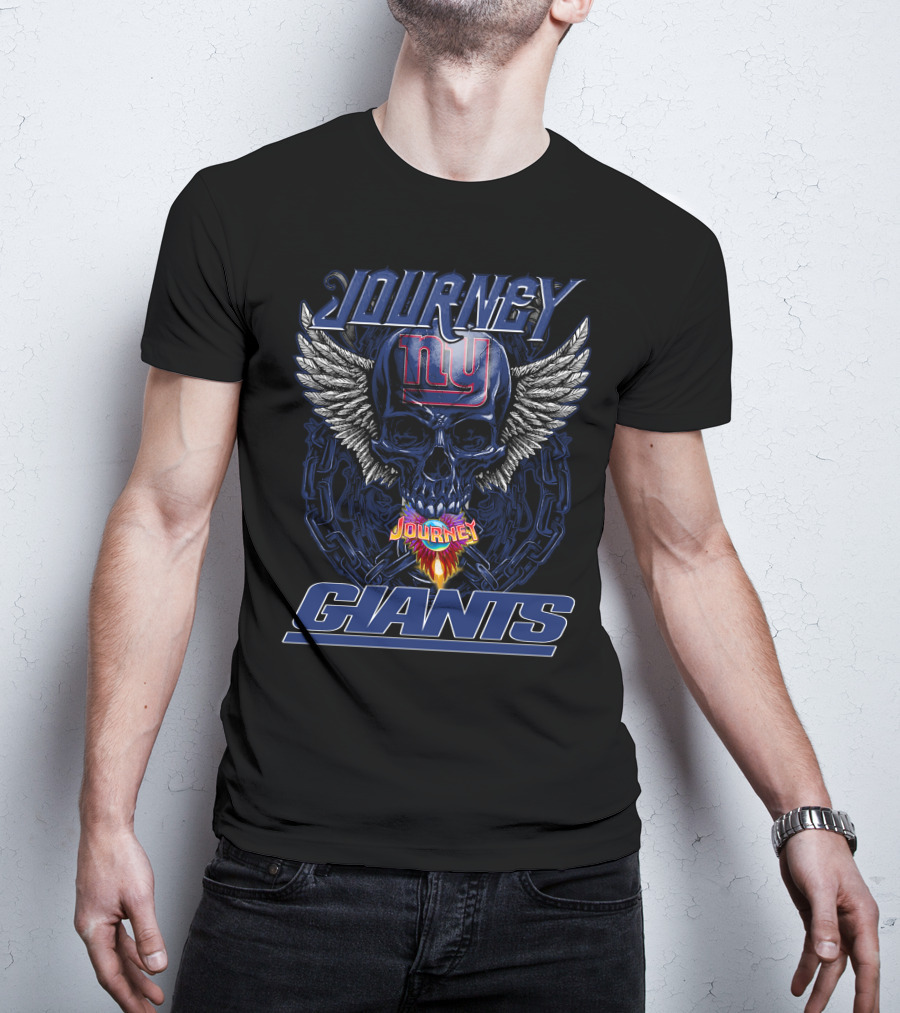 Journey NY Giants Skull Wings Flame T-Shirt