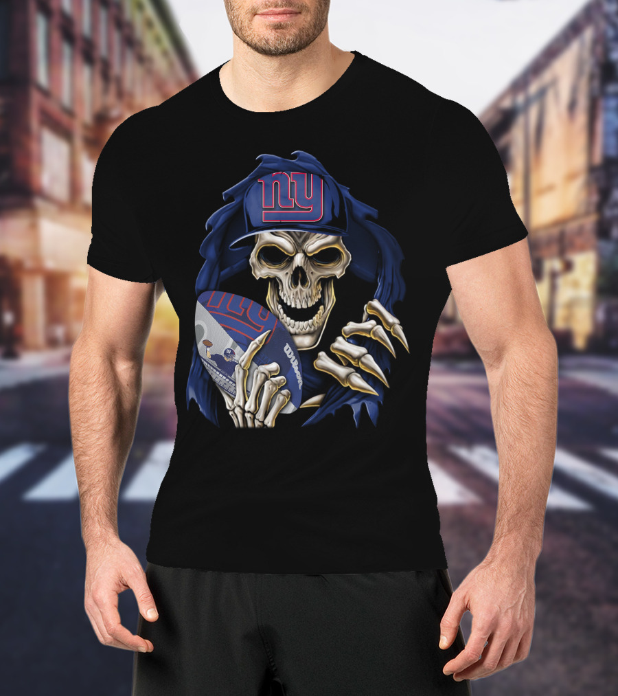 Skullbong New York Giants Skull Football T-Shirt