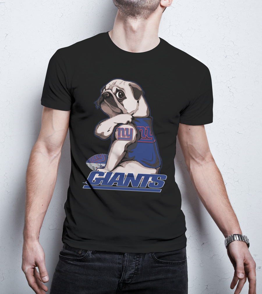 Pug Wearing New York Giants Football Sweater T-Shirt