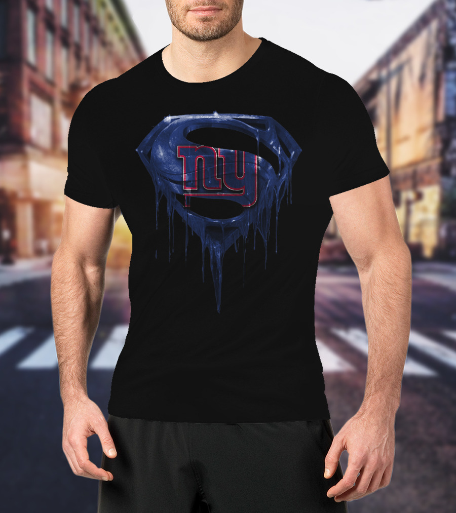 New York Giants Superman Logo Dripping Effect T-Shirt