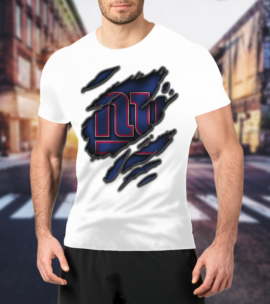 Torn V3 New York Giants Logo Rip Effect T-Shirt