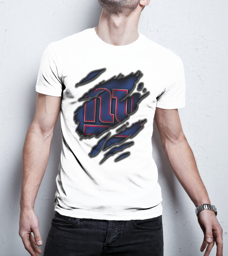 Torn V3 New York Giants Logo Rip Effect T-Shirt