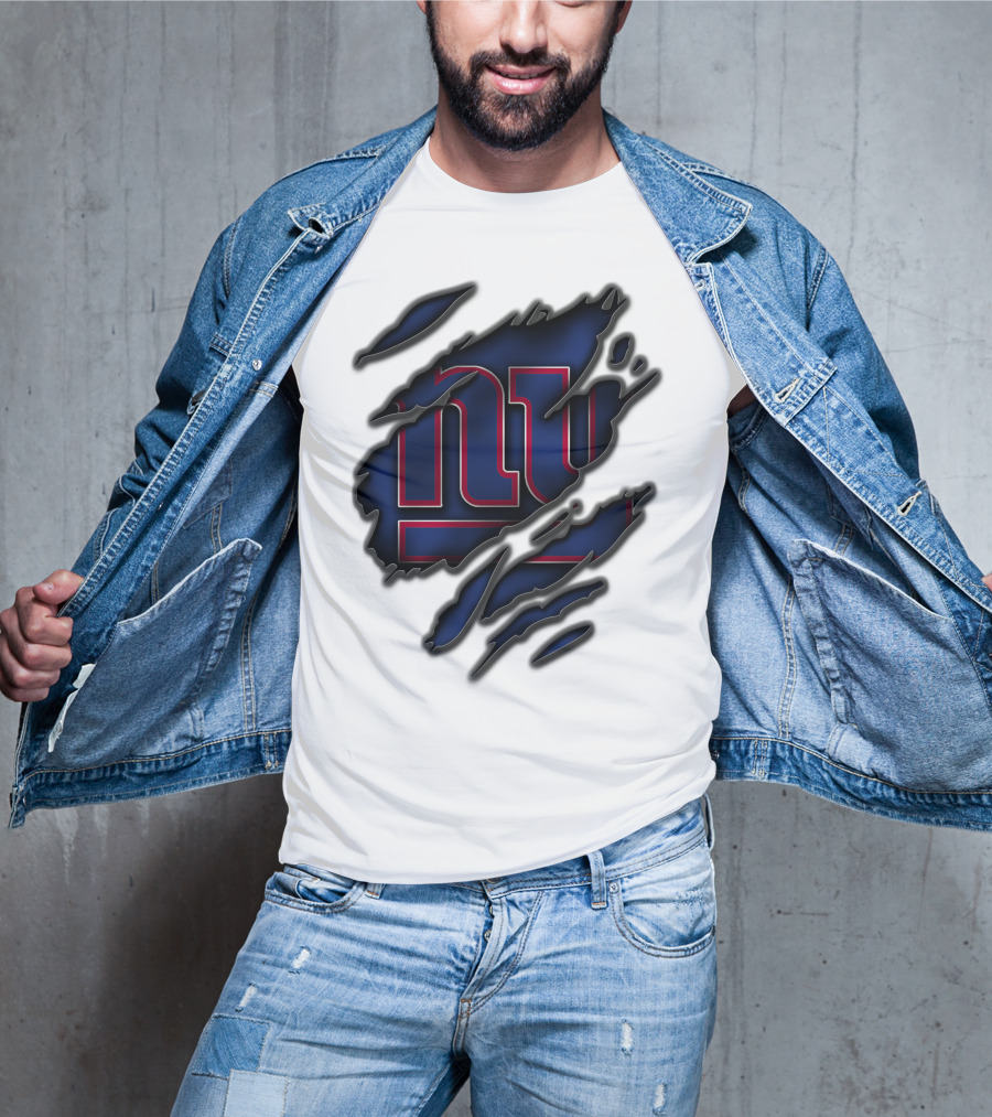 Torn V3 New York Giants Logo Rip Effect T-Shirt