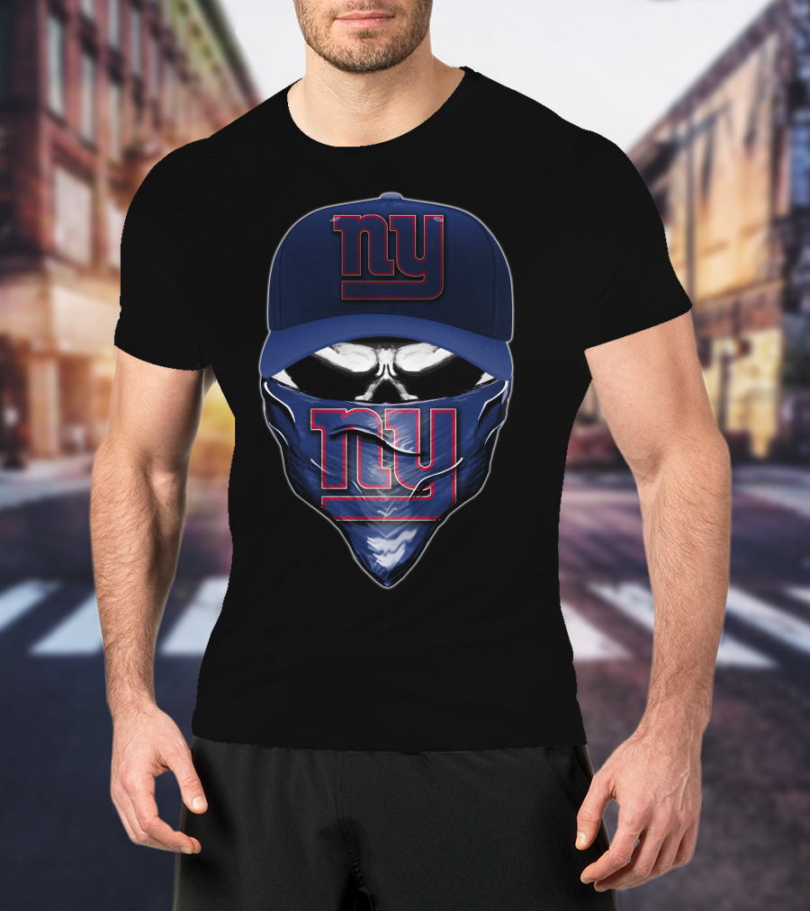 Skull V6 New York Giants Ny Logo Cap And Bandana T-Shirt