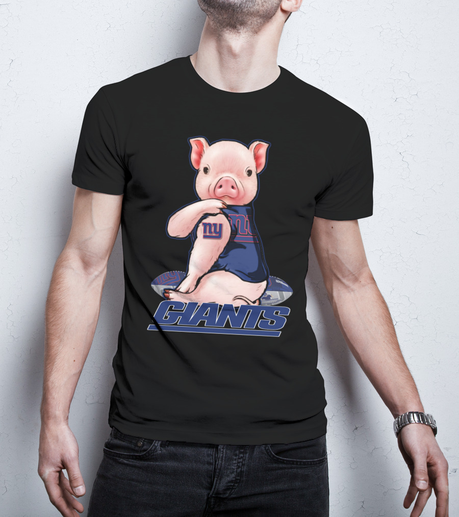 Pig In New York Giants Fan Jersey T-Shirt