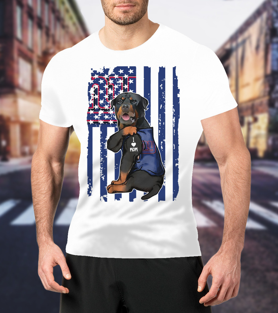 Rottweiler I Love Mom New York Giants Fan T-Shirt