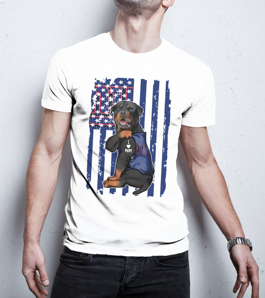 Rottweiler I Love Mom New York Giants Fan T-Shirt