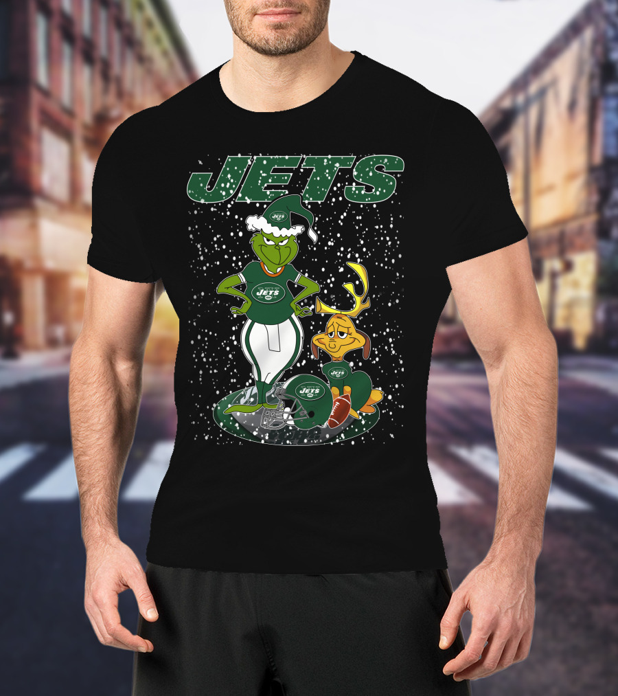 Grinchxmas New York Jets Holiday Football Fun T-Shirt