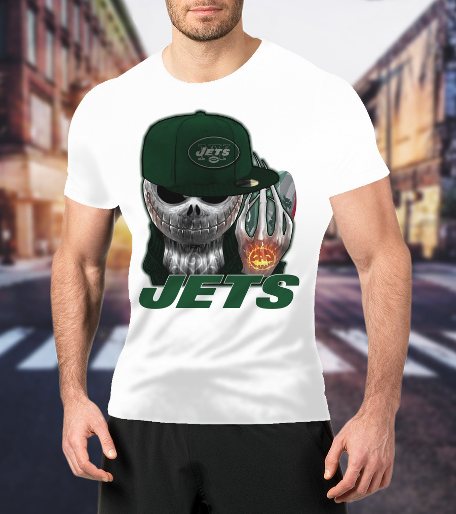 Jets Jackskull Halloween Football Fanatic T-Shirt