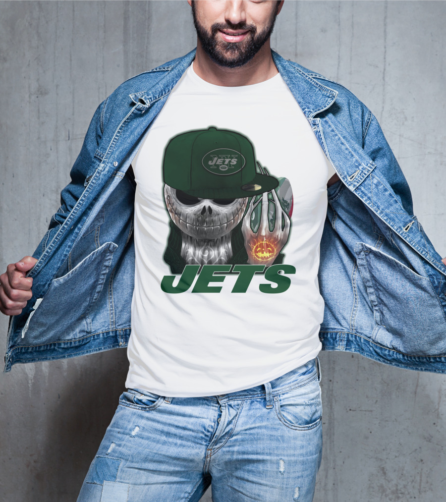 Jets Jackskull Halloween Football Fanatic T-Shirt