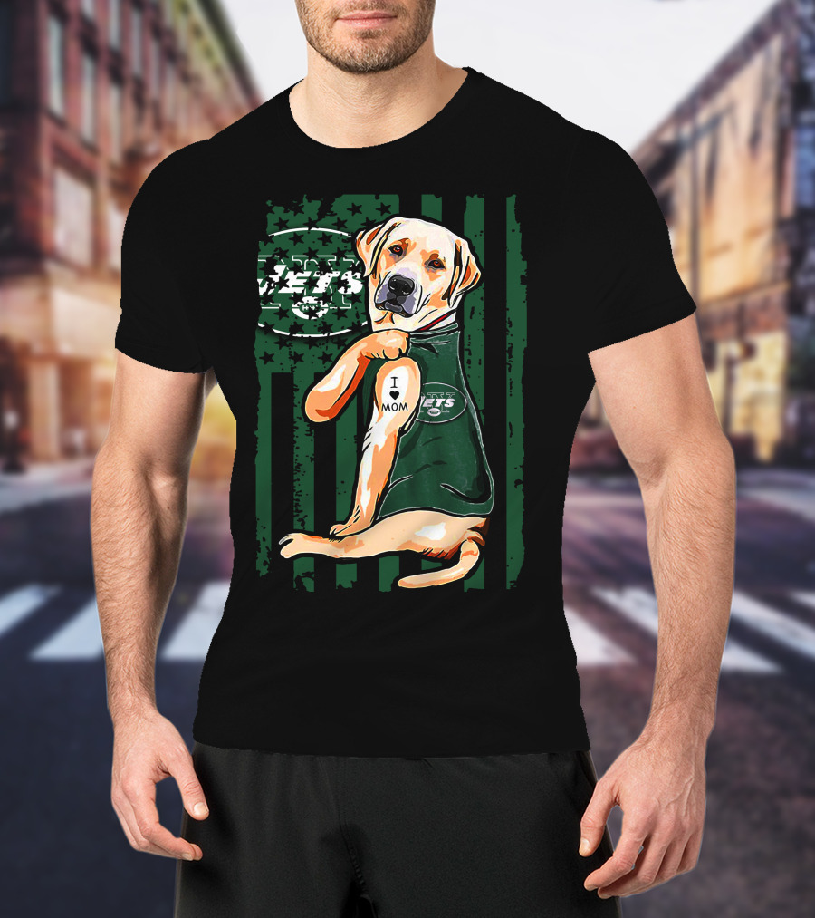 Labrador Retriever New York Jets I Love Mom T-Shirt