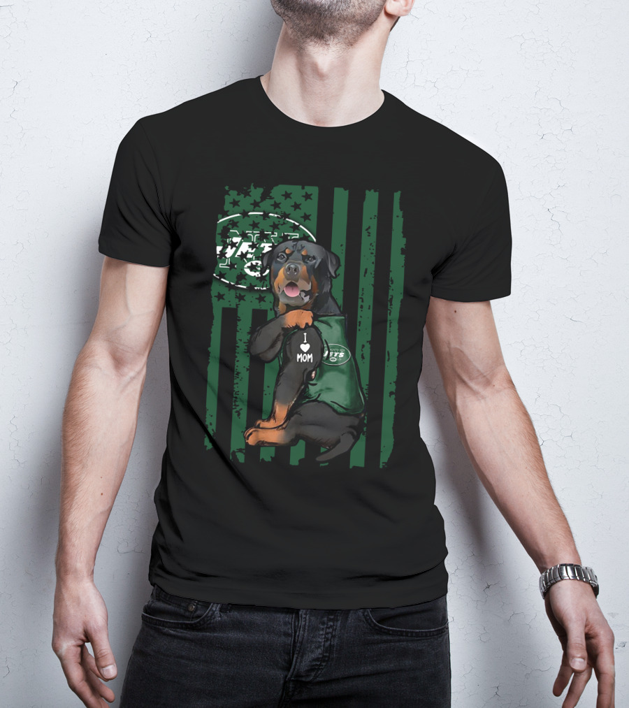 Rottweiler I Love Mom New York Jets Fan Gear T-Shirt