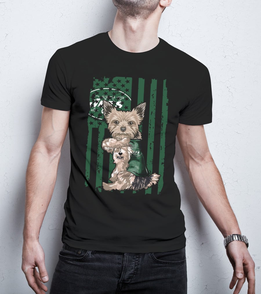 Yorkshire Terrier I Love Mom New York Jets T-Shirt