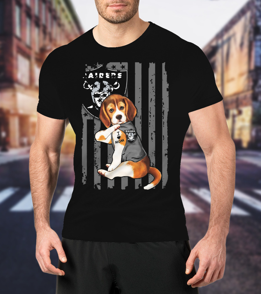Beagle Raiders I Love Mom NFL Fan T-Shirt