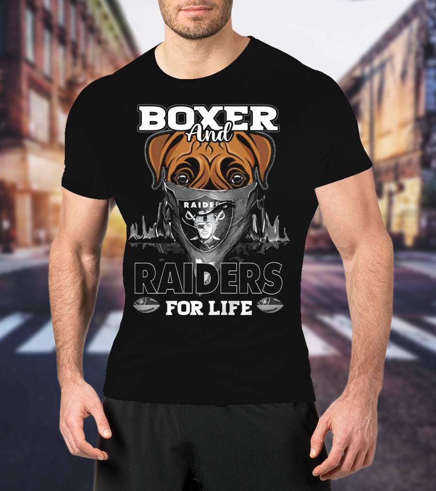 Boxer And Raiders For Life Raider Fan Mask Bulldog T-Shirt