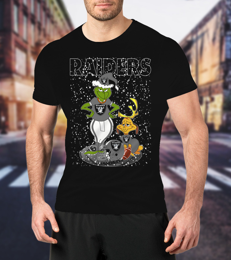 Grinchxmas Raiders Christmas Grinch With Raiders Logo Snowflakes T-Shirt
