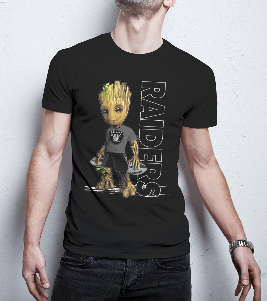 Groot Raiders Holding Football With Raiders T-Shirt