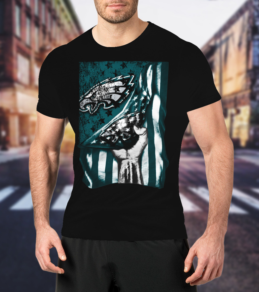 Philadelphia Eagles American Flag Fist Emblem T-Shirt