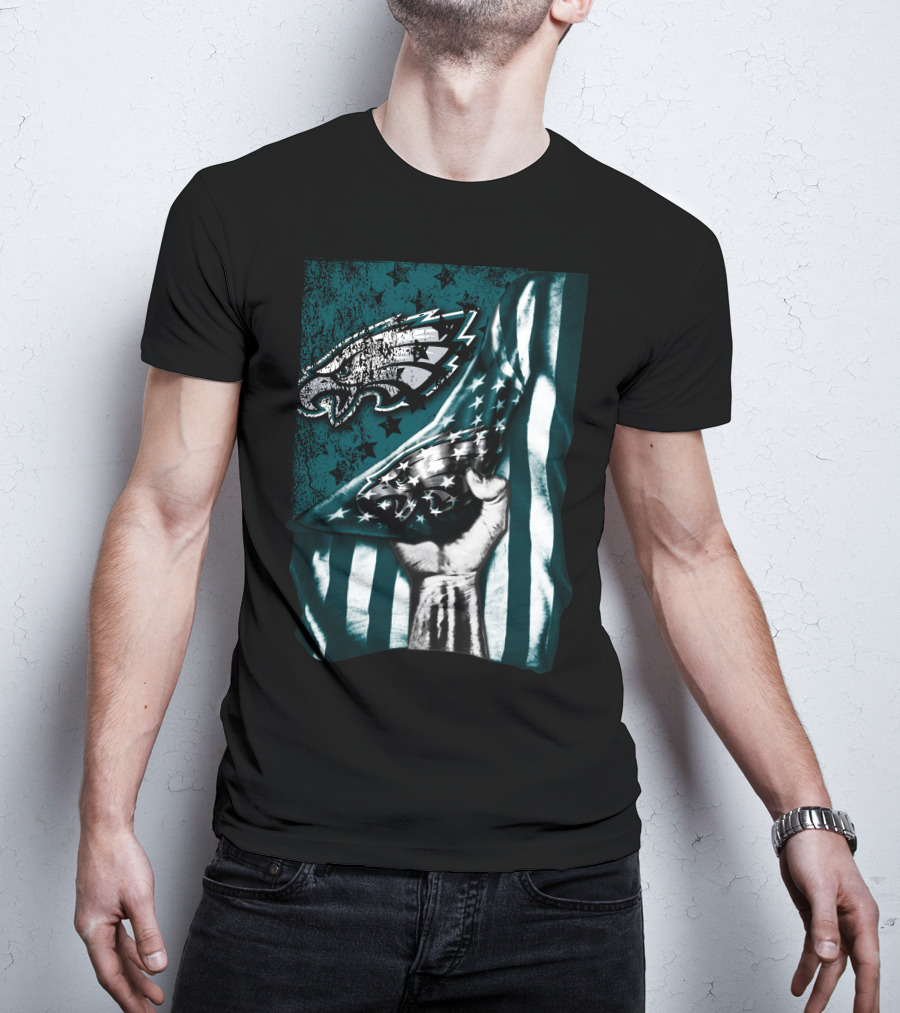 Philadelphia Eagles American Flag Fist Emblem T-Shirt