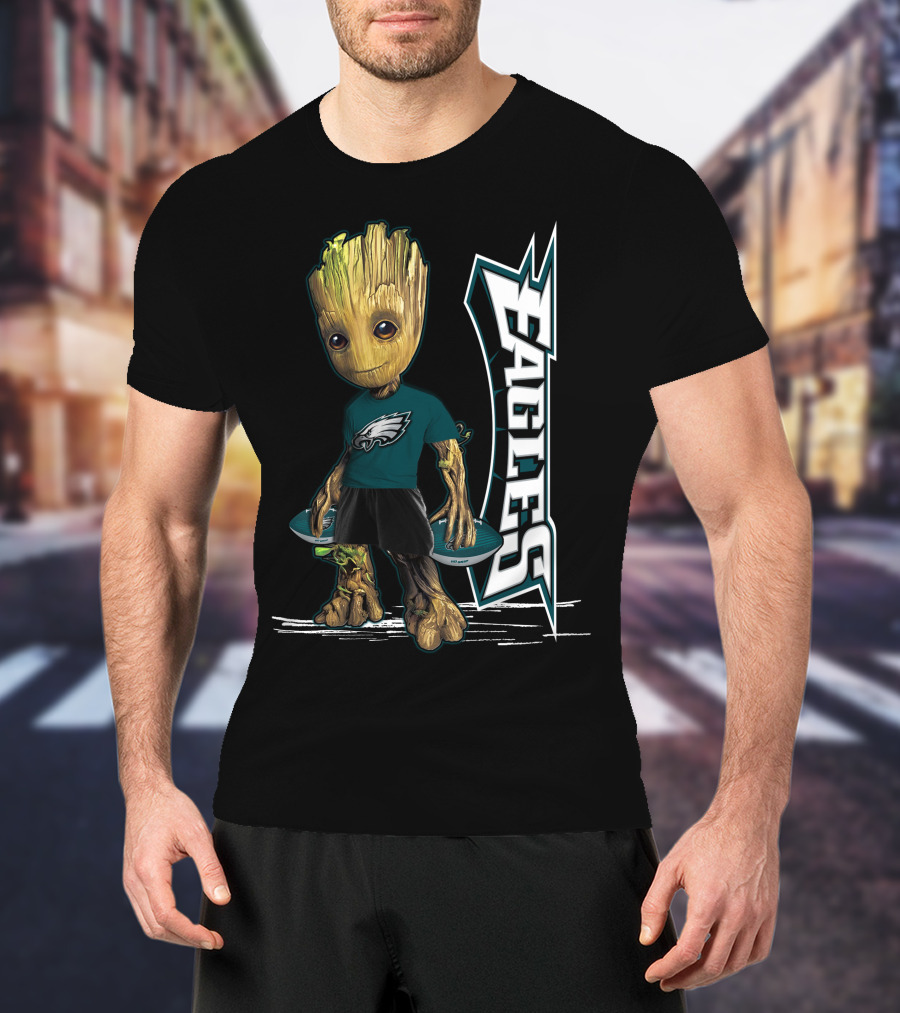 Groot Philadelphia Eagles Football Team Fan Character NFL T-Shirt