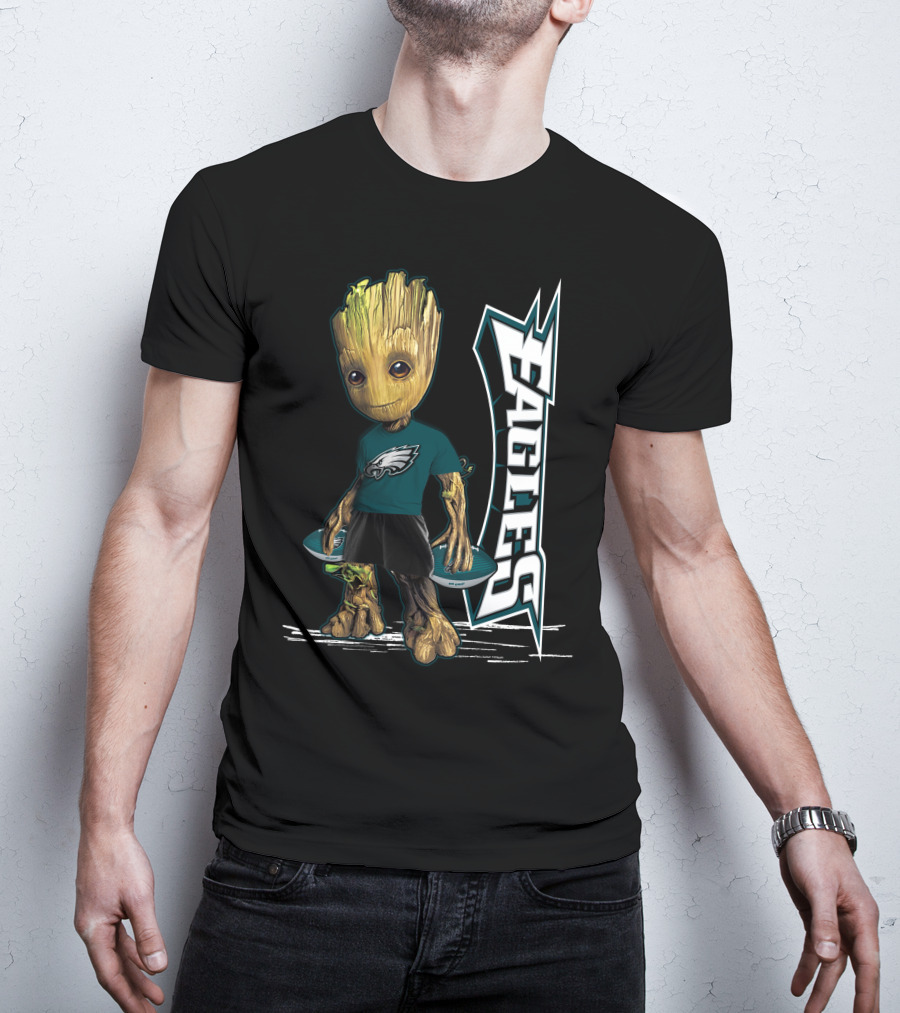Groot Philadelphia Eagles Football Team Fan Character NFL T-Shirt