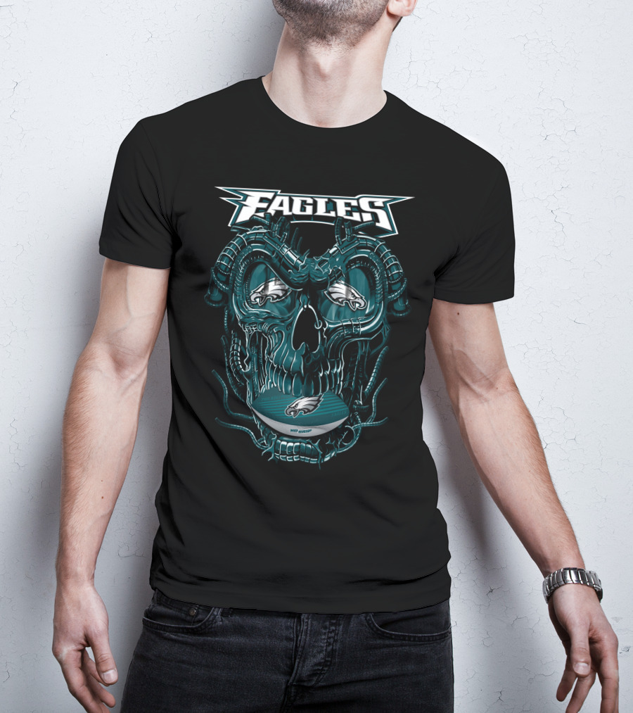 Philadelphia Eagles Dragonskull Fusion With Iconic Football Elements T-Shirt