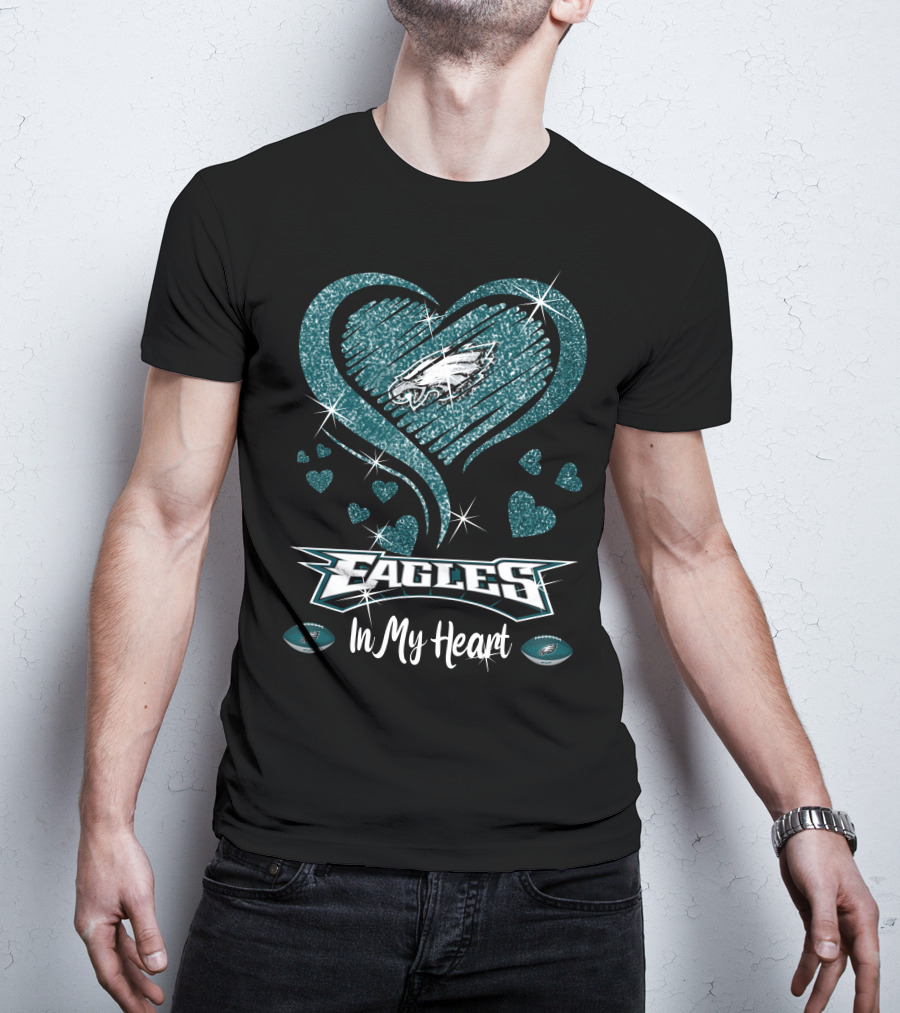 Philadelphia Eagles Heart Sparkle T-Shirt