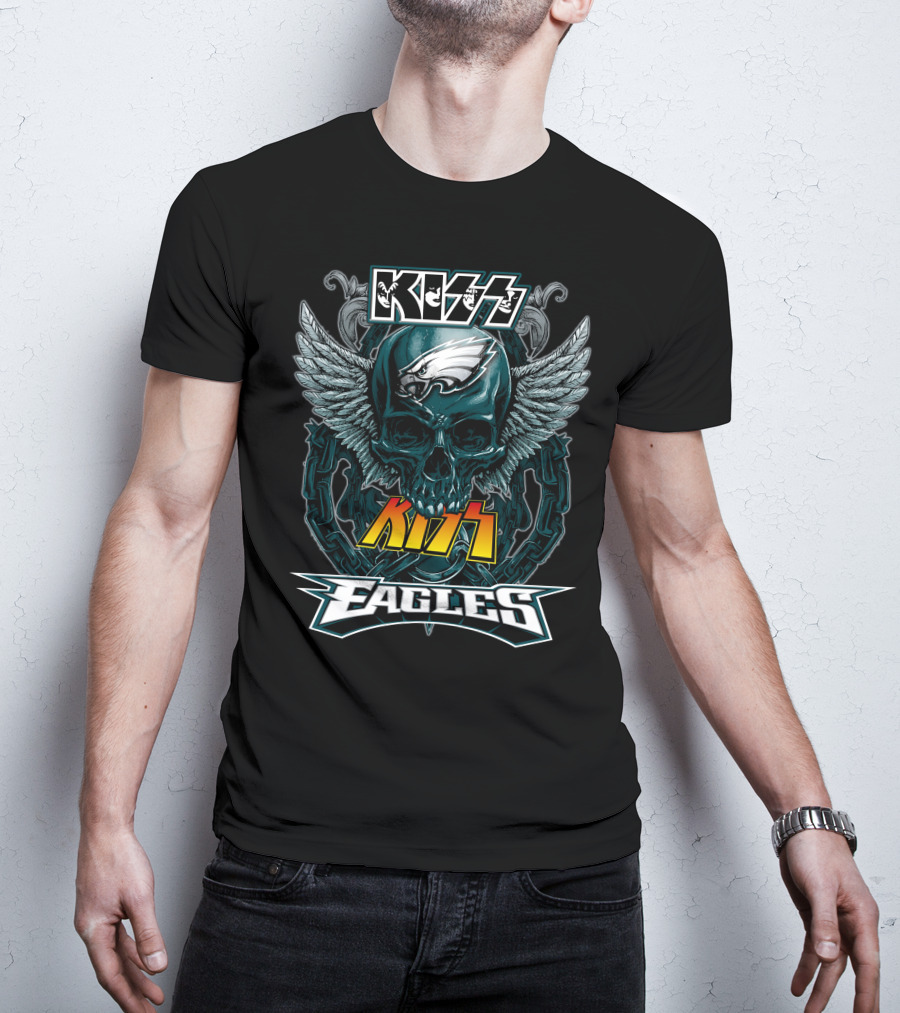 Kiss Eagles Philadelphia Skull Wing T-Shirt