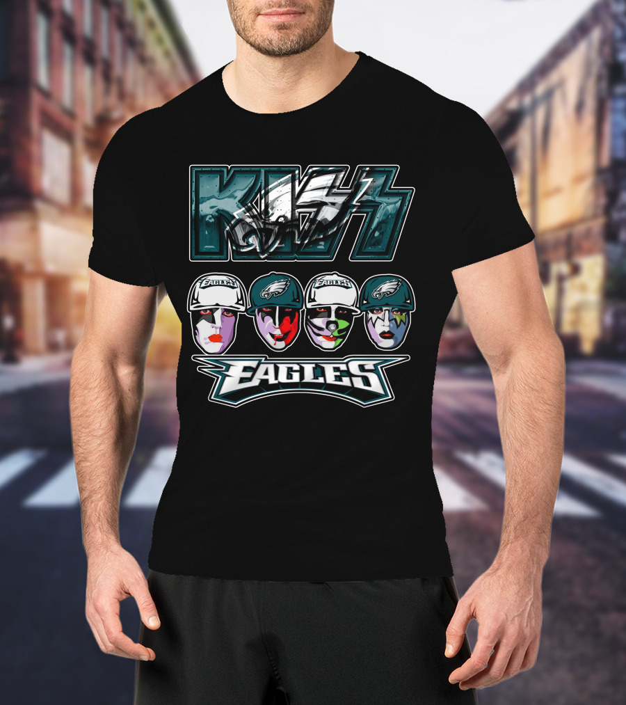 Kiss Band Meets Philadelphia Eagles Face Paint Fans T-Shirt