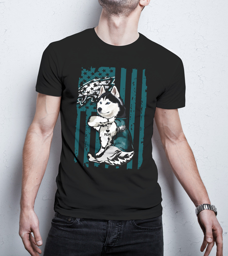 Philadelphia Eagles Siberian Husky Mom T-Shirt
