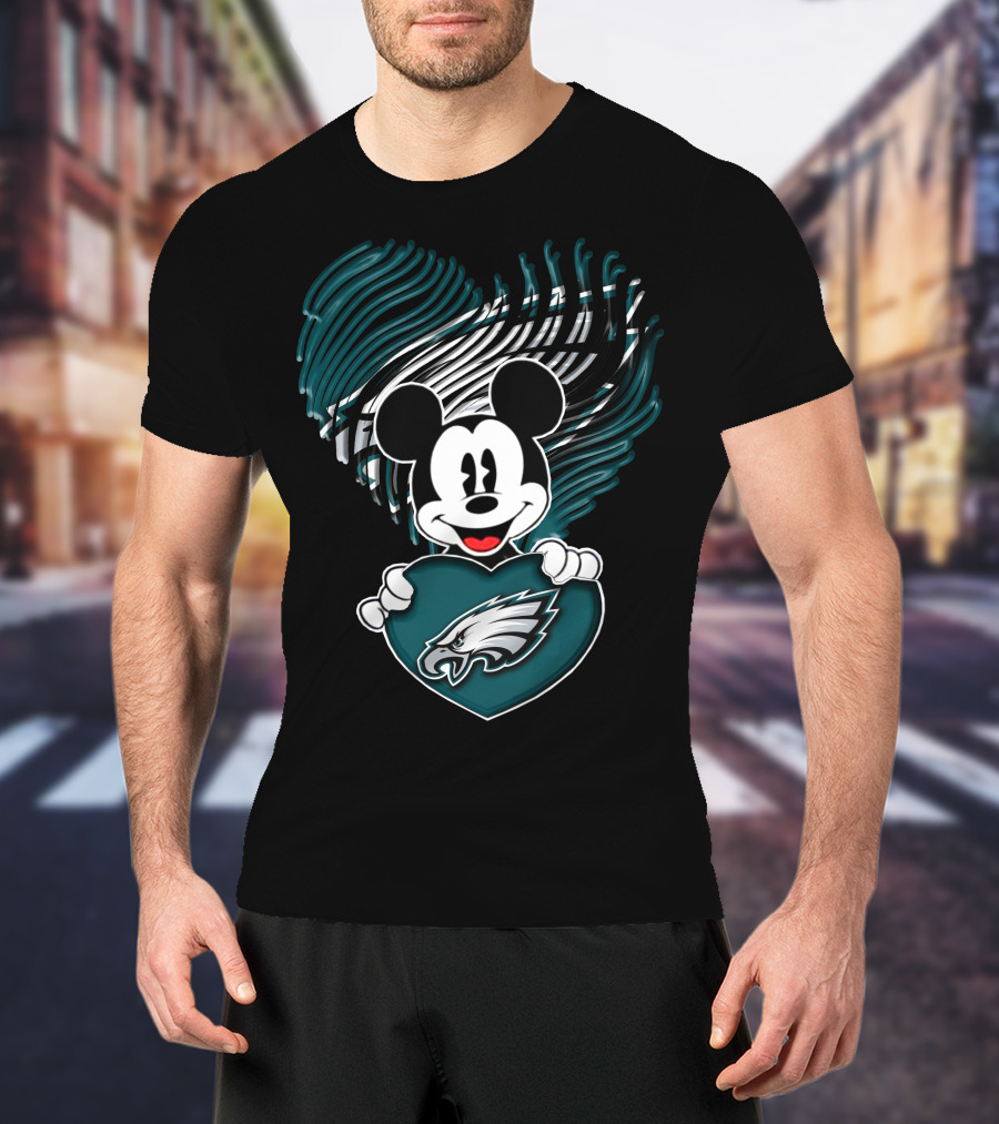 Philadelphia Eagles Heart Mickey Mouse T-Shirt