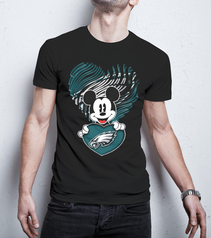 Philadelphia Eagles Heart Mickey Mouse T-Shirt
