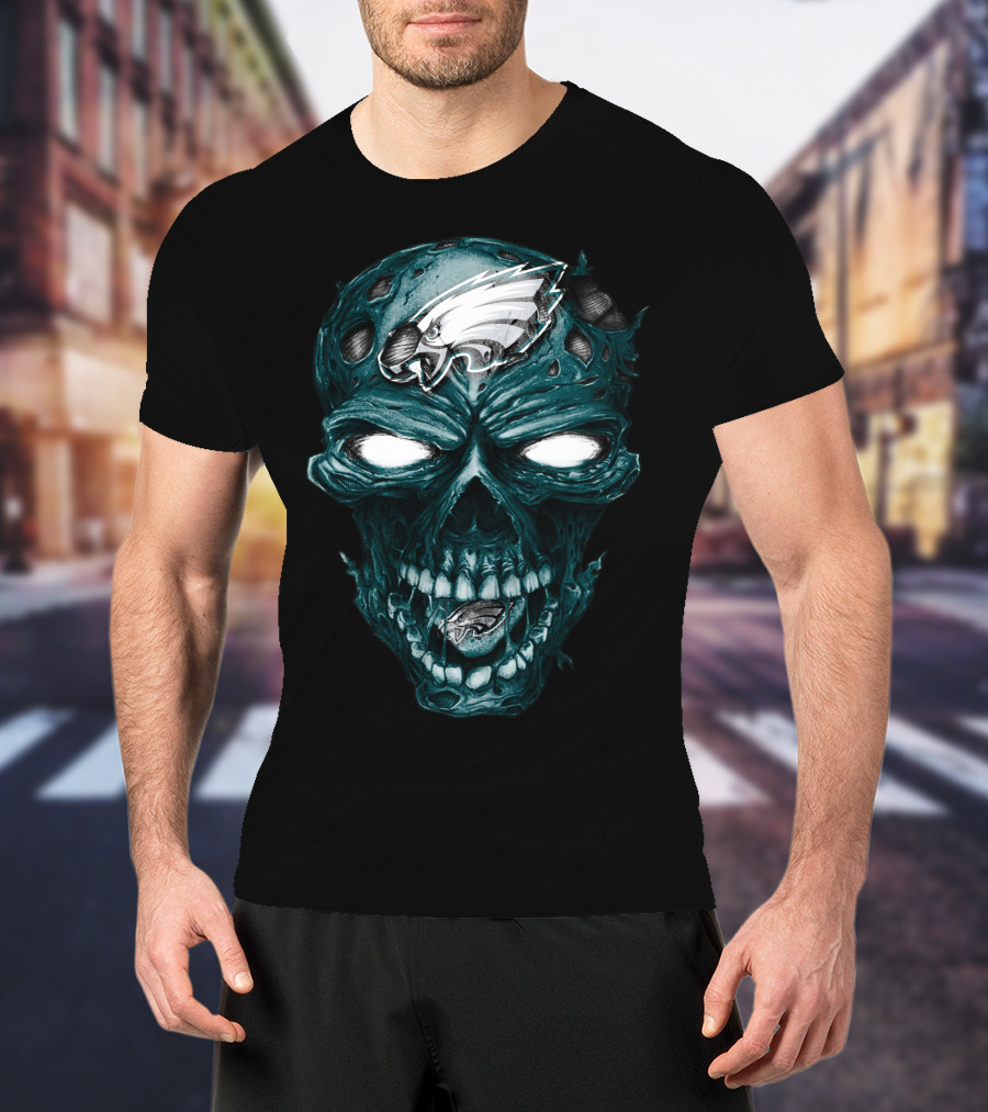 Skull V2 Philadelphia Eagles Zombie Face T-Shirt