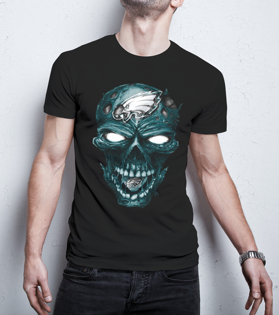 Skull V2 Philadelphia Eagles Zombie Face T-Shirt
