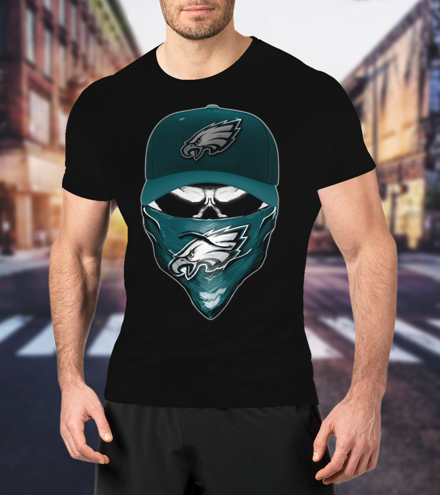Skull V6 Philadelphia Eagles Fan Gear T-Shirt