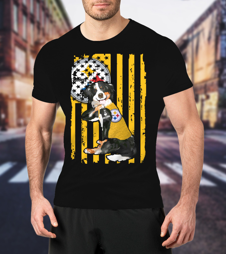 Border Collie Steelers I Love Mom Pittsburgh T-Shirt
