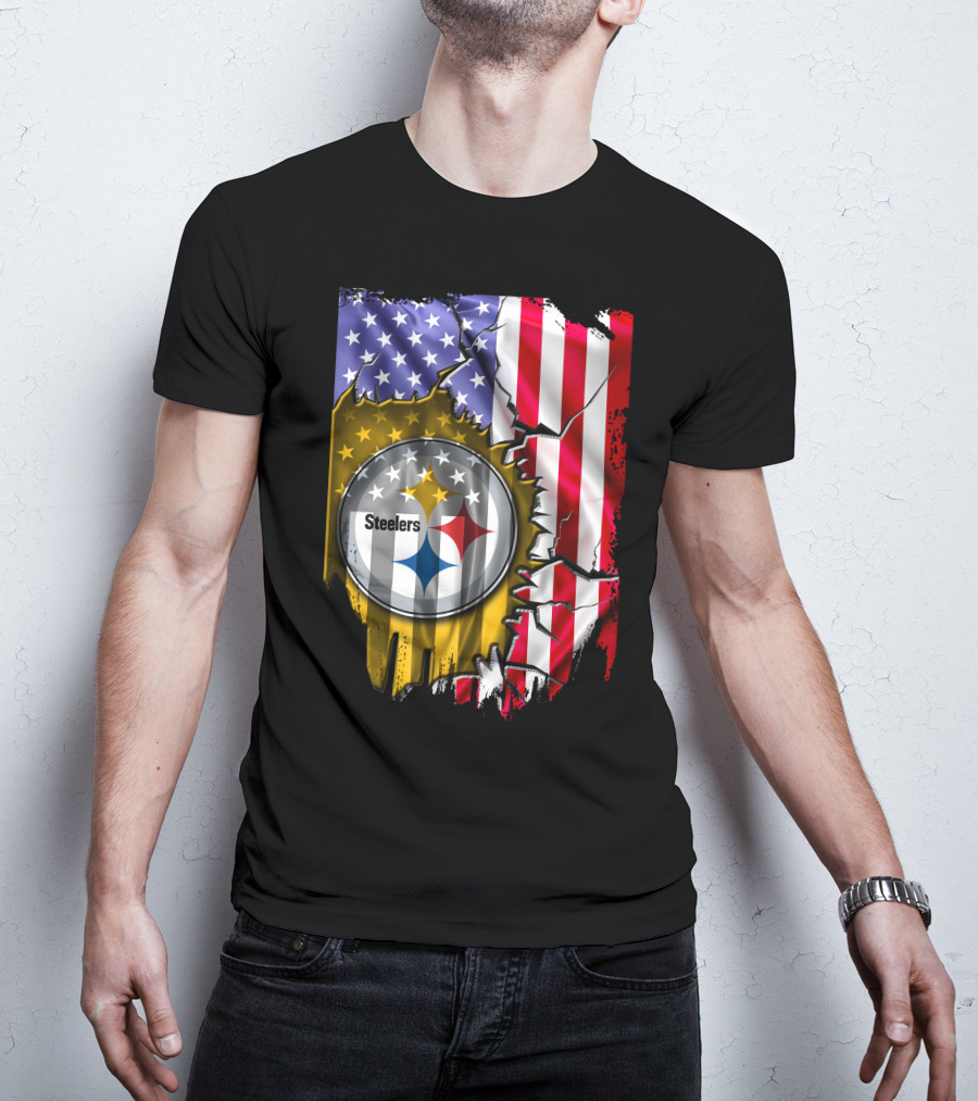 USA Flag Pittsburgh Steelers Logo V2 T-Shirt
