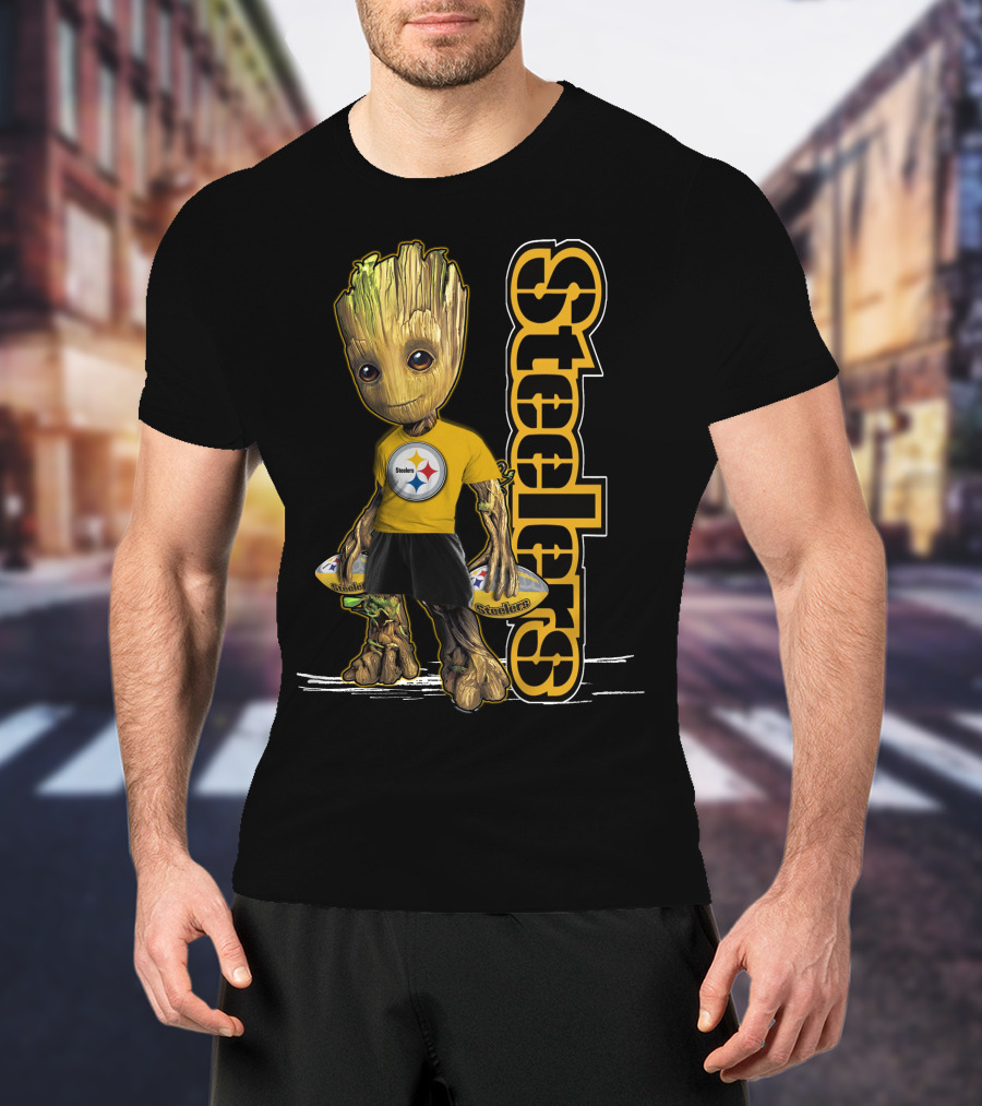 Groot Steelers Pittsburgh Football Fan Character T-Shirt
