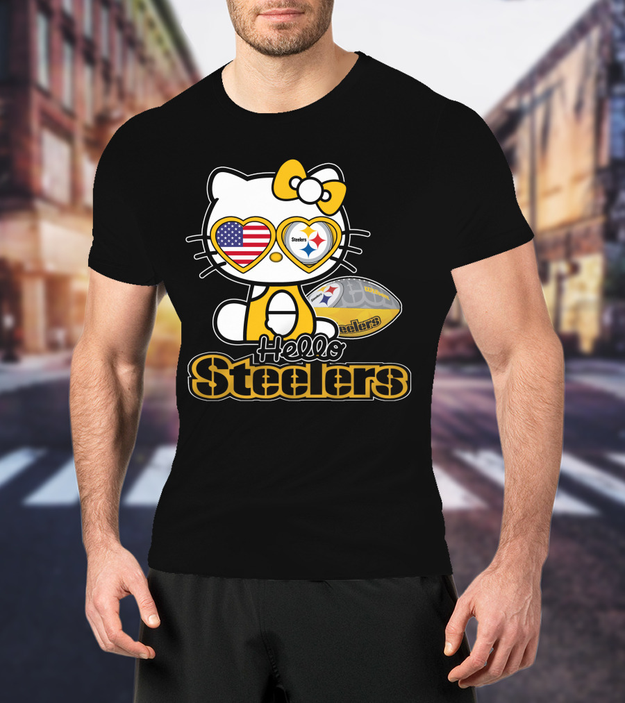 Hello Steelers Hello Kitty Pittsburgh Football T-Shirt