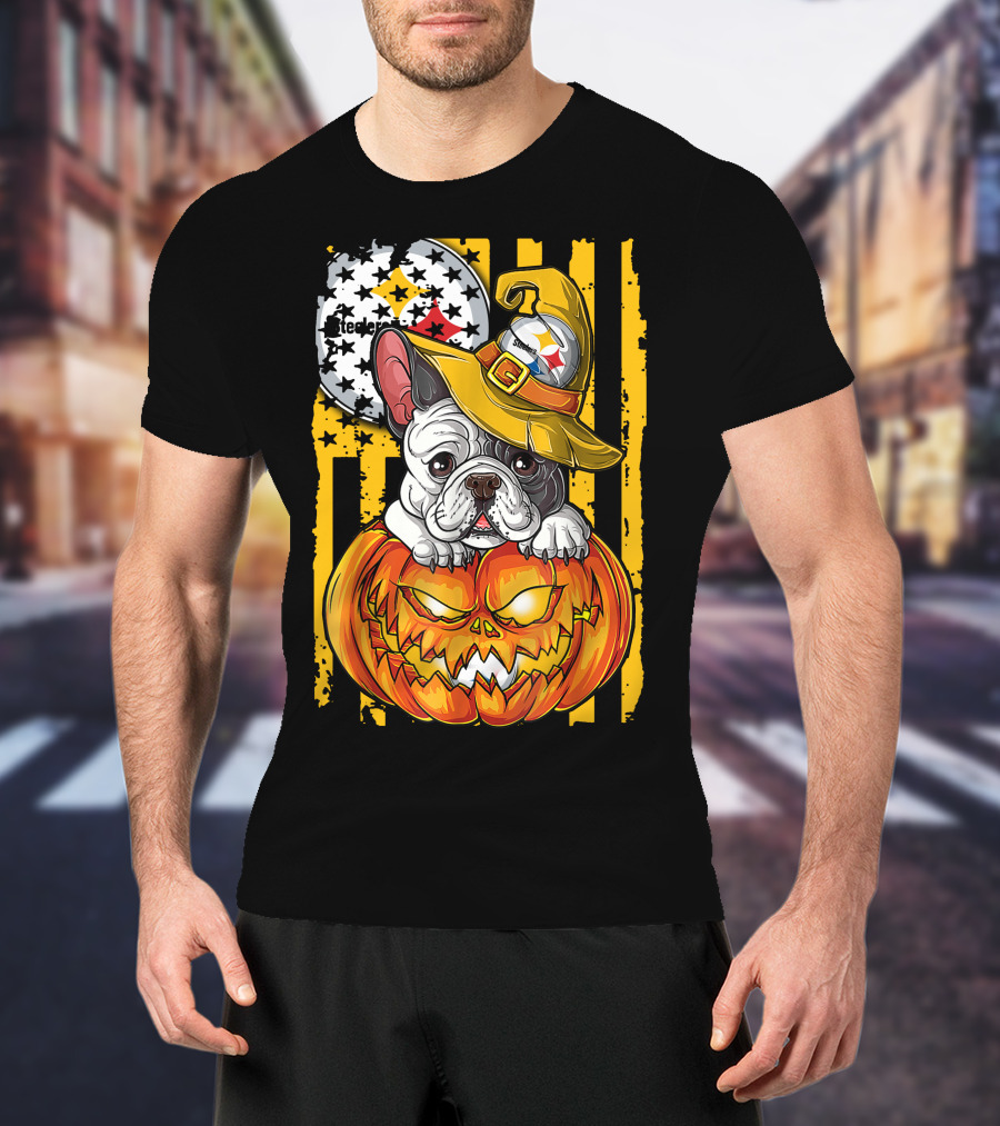 Steelers Bulldog Halloween Pumpkin Pittsburgh T-Shirt