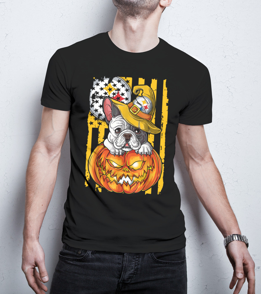 Steelers Bulldog Halloween Pumpkin Pittsburgh T-Shirt