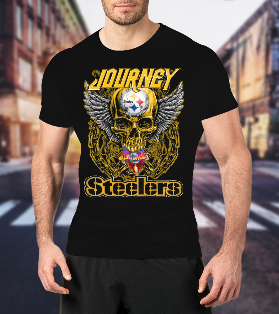 Journey Steelers Skull Wings Chain T-Shirt