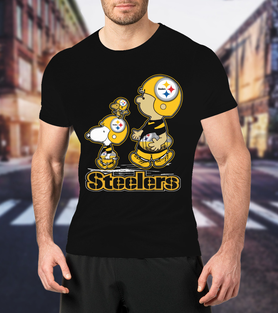 Snpfootball Pittsburgh Steelers Charlie Brown And Snoopy Peanuts Steelers Helmets T-Shirt