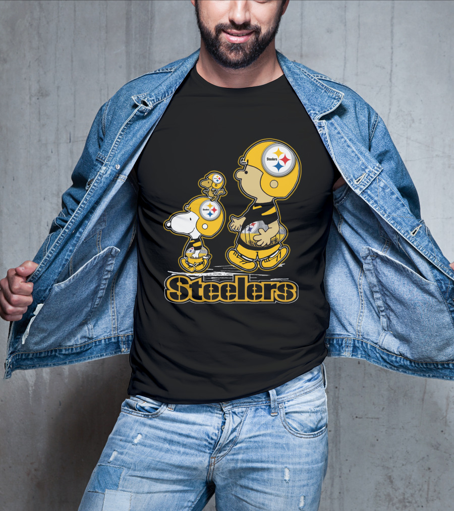 Snpfootball Pittsburgh Steelers Charlie Brown And Snoopy Peanuts Steelers Helmets T-Shirt